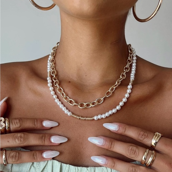 Princess Polly Jewelry - 3️⃣for40 NEW princess Polly Mathias gold Pearl chunky chain necklace set